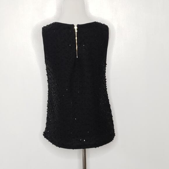 Ann Taylor Sleeveless Blouse Black Sequins Bobbles Knit Relaxed Women XS - Picture 3 of 10